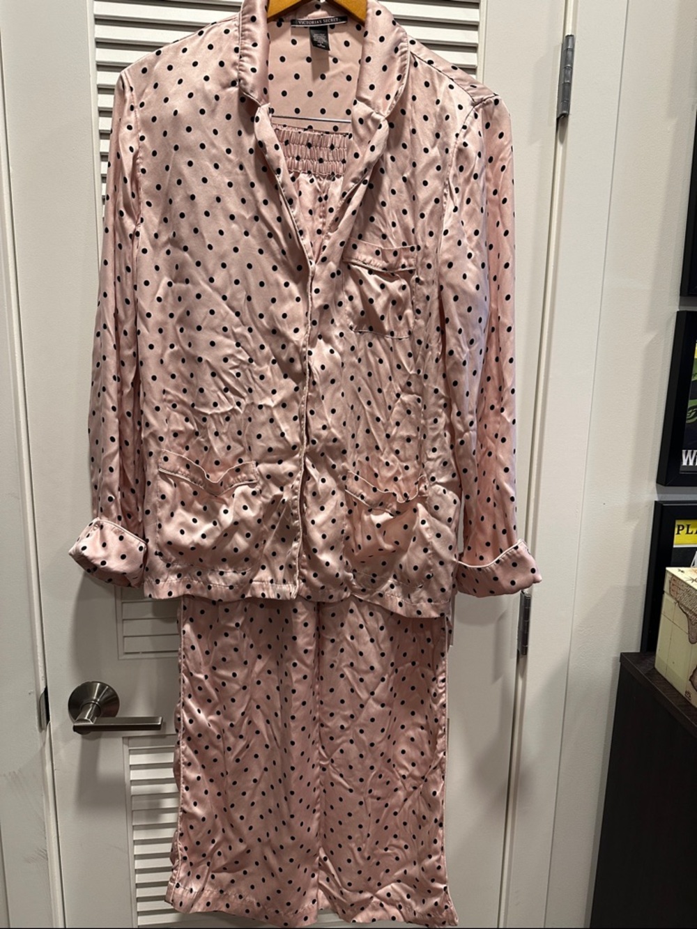 Victoria's Secret Pink Satin Polka Dot Pajama Set
